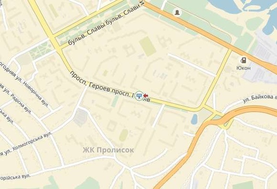 Схема рекламної площини за адресою Героев пр-т 40, в центр