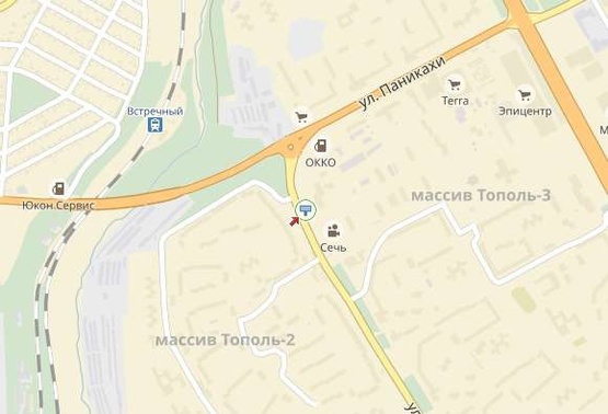 Схема рекламной плоскости по адресу Паникахи ул. 53, возле кинотеатра Сич, из центра