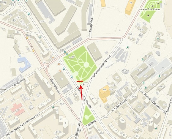 Схема рекламной плоскости по адресу Артема ул., возле Глыбочицкого проезда, справа, из центра