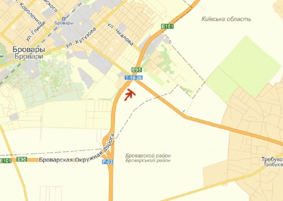 Схема рекламной плоскости по адресу Выезд из Киева, в сторону Чернигова, к котедж.городку Княжичи 27 км