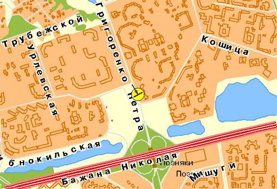 Схема рекламної площини за адресою Григоренко Петра ул. 33/44, возле ул.Драгоманова, к ст.м."Позняки", из центра