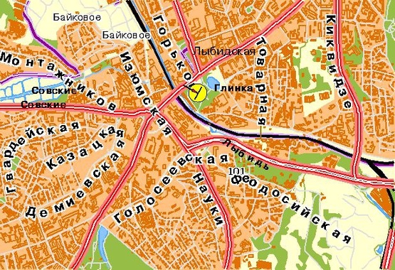 Схема рекламной плоскости по адресу Дружбы Народов б-р, съезд на Лыбедскую пл., левый, из центра