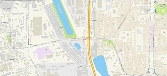 Схема рекламной плоскости по адресу Луговая ул., возле ул.Богатырской, рядом ТЦ Караван, в центр