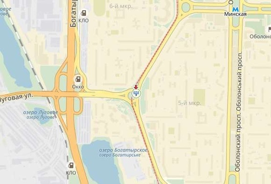 Схема рекламной плоскости по адресу Малиновского ул., к ст.м.Оболонь