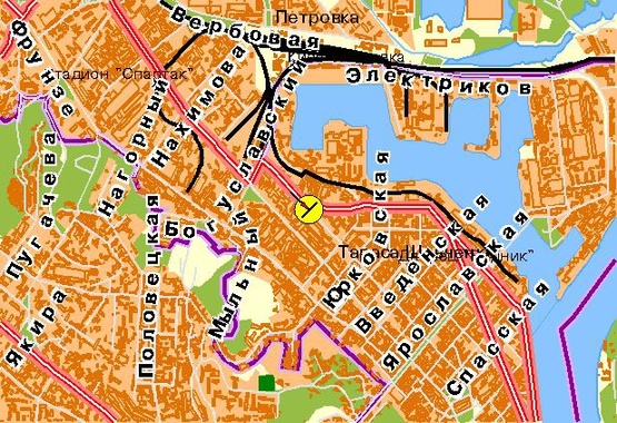 Схема рекламной плоскости по адресу Межигорская ул., выезд на Набережно-Луговую, правая, в центр