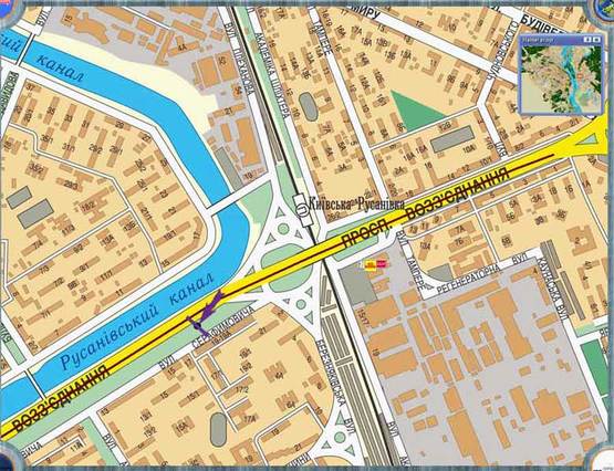 Схема рекламной плоскости по адресу пр. Соборности / вул. Плеханова в направлении моста Патона
