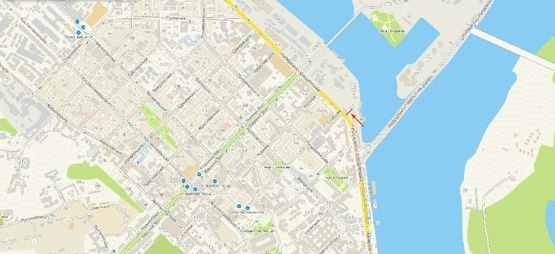 Схема рекламной плоскости по адресу Набережно-Крещатицкая ул., ресторан Хуторок, из центра