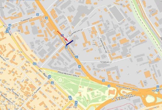 Схема рекламной плоскости по адресу Скляренко ул., на перекрестке с ул. Куреневской, в центр