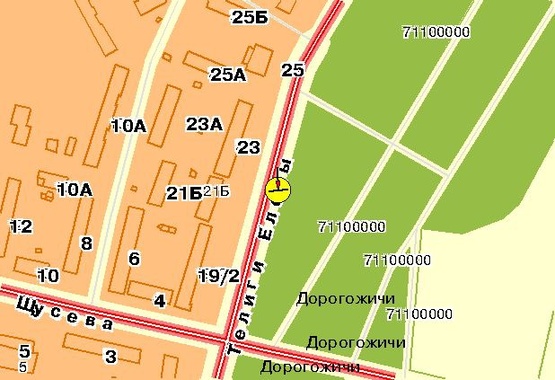 Схема рекламної площини за адресою Телиги Е. ул., возле ст.м.Дорогожичи, в центр