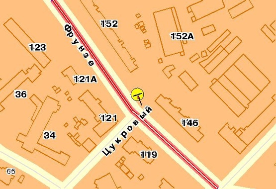 Схема рекламной плоскости по адресу Фрунзе ул. 152, от Куренёвского парка, из центра