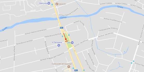 Схема рекламної площини за адресою Бандеры Степана ул., возле ул.Засумская