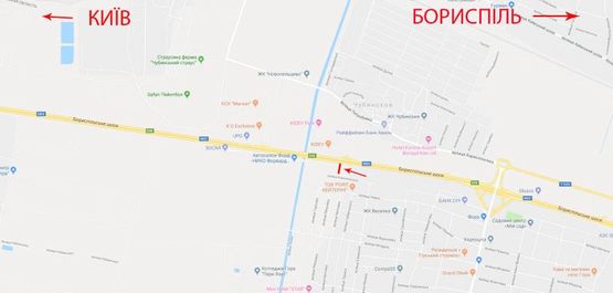 Схема рекламної площини за адресою Бориспольская трасса км 29+550 в Киев
