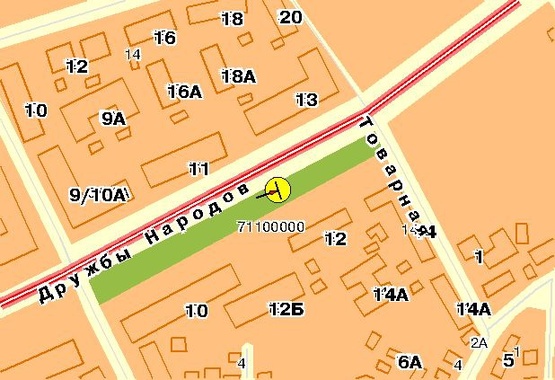 Схема рекламной плоскости по адресу Дружбы Народов б-р 12, в центр