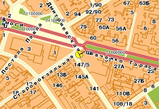 Схема рекламной плоскости по адресу Шевченка Тараса б-р 37-122, возле ул.Саксаганского, со стороны бульв.Т.Шевченка