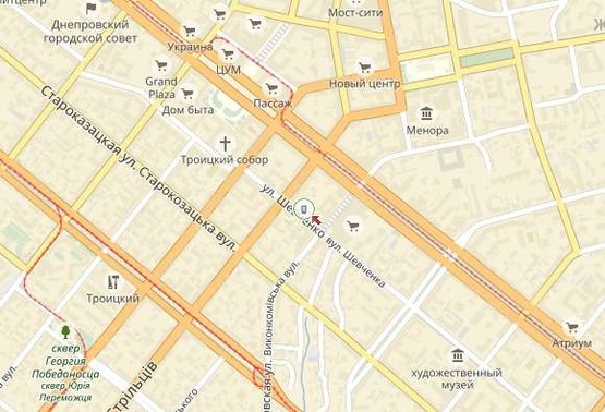 Схема рекламної площини за адресою Шевченко ул.32, возле отеля "Каспий", Cascade Plaza