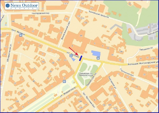 Схема рекламной плоскости по адресу Артема ул.   1-5 / ул. Воровського