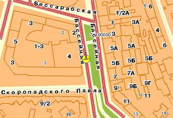 Схема рекламної площини за адресою Бассейная ул., 2