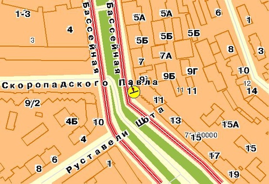 Схема рекламной плоскости по адресу Бассейная ул., 5-7