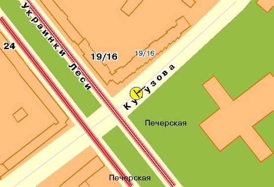 Схема рекламной плоскости по адресу Кутузова ул., на разделителе