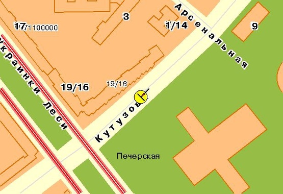 Схема рекламной плоскости по адресу Кутузова ул., на разделителе