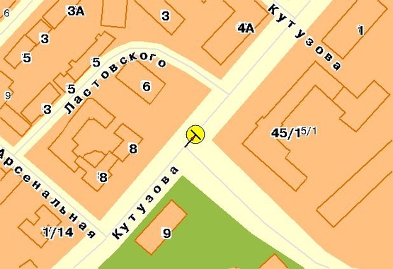 Схема рекламной плоскости по адресу Кутузова ул., на разделителе