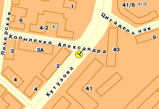 Схема рекламной плоскости по адресу Кутузова ул., на разделителе