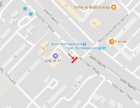 Схема рекламной плоскости по адресу Мира пр-т 33, возле "АТБ", в центр