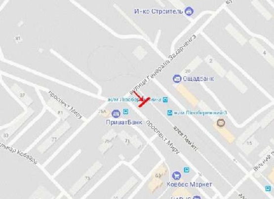 Схема рекламной плоскости по адресу Мира пр-т 71, в центр