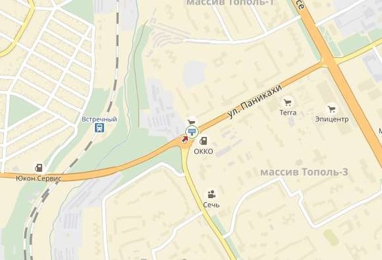 Схема рекламної площини за адресою Паникахи ул. 18, на развилке, Тополь-1, в центр