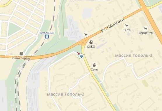 Схема рекламної площини за адресою Паникахи ул., напротив д.№53, в центр