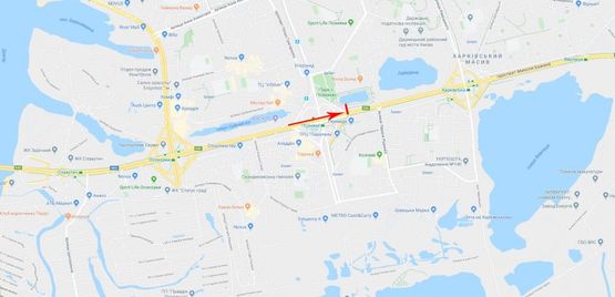 Схема рекламной плоскости по адресу Бажана пр-т 400 м до пр-та Григоренко, из центра, левый