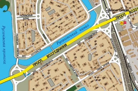 Схема рекламной плоскости по адресу Воссоединения пр-т съезд с моста Патона на ул. Сераф, левый