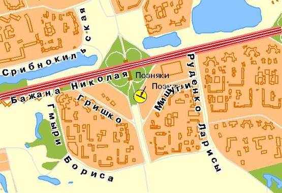 Схема рекламной плоскости по адресу Григоренка Петра пр-т, напротив ТЦ Пирамида, от ул.Бажана М., из центра