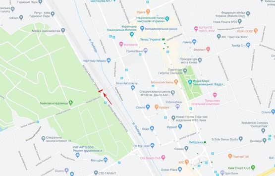 Схема рекламной плоскости по адресу Гринченко Н. ул., 7-й от Протасового Яра, возле ул.Байковой, в центр