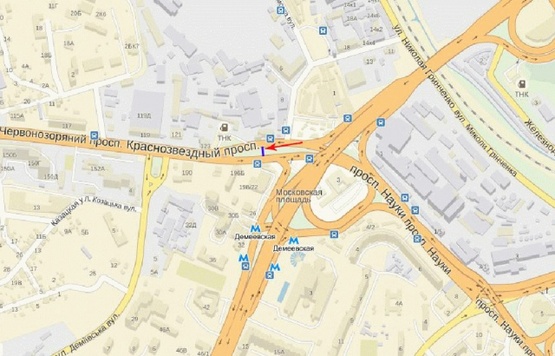 Схема рекламної площини за адресою Краснозвездный пр-т, от Московской пл., в сторону Севастопольской пл.
