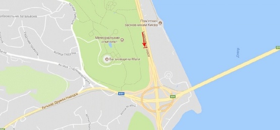 Схема рекламної площини за адресою Набережное шоссе, 200м до моста Патона, левая