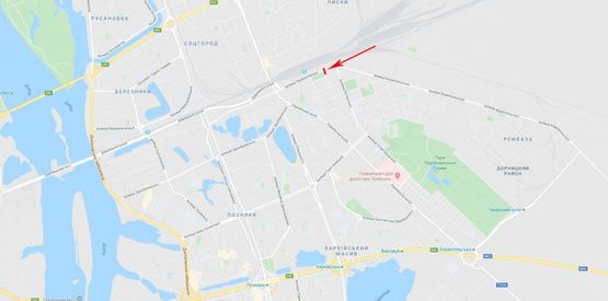 Схема рекламной плоскости по адресу Привокзальная ул., возле Дарницкого вокзала, к Харьковскому шоссе, в центр