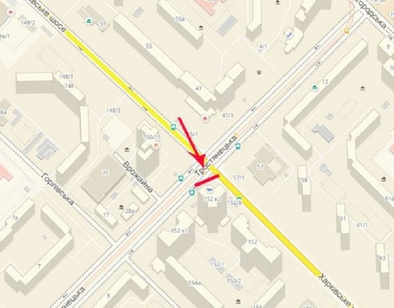 Схема рекламної площини за адресою Харьковское шоссе 154, возле ул.Тростянецкой, к Харьковской пл.