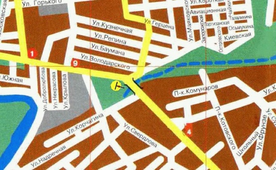 Схема рекламної площини за адресою Днепровская ул., возле ул.Успенская, в центр