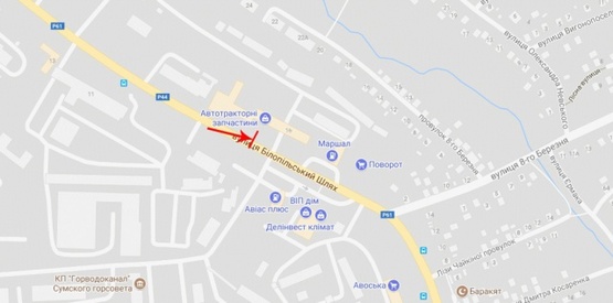 Схема рекламної площини за адресою Белопольский Путь ул., возле ул.8 Марта