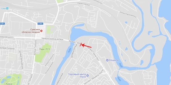 Схема рекламної площини за адресою Героев Крут ул., съезд с моста