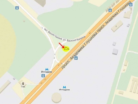 Схема рекламной плоскости по адресу Глушкова пр-т, развилка с ул.Касияна, со стороны ул. Касияна