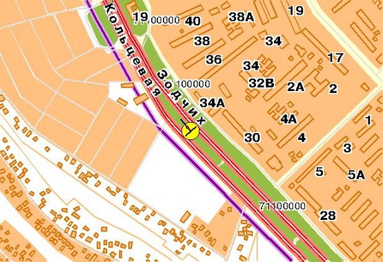 Схема рекламної площини за адресою Кольцевая дорога 20, от пр-та 50-летия Октября, пр-та Победы, в сторону Одесской пл.