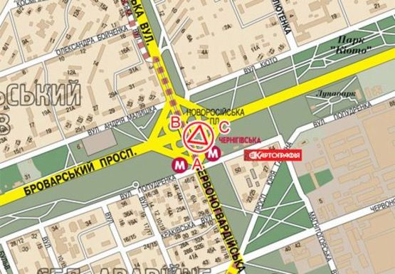 Схема рекламной плоскости по адресу Броварской пр. - Новороссийская пл.