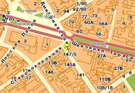 Схема рекламної площини за адресою Шевченка Тараса б-р 37-122, возле ул.Саксаганского, со стороны ул.Саксаганского