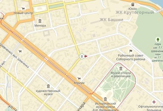 Схема рекламной плоскости по адресу Сергея Ефремова ул. 1, возле пр-та Дмитрия Яворницкого