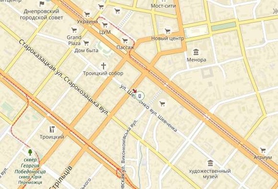 Схема рекламной плоскости по адресу Шевченко ул.32, возле отеля "Каспий", Cascade Plaza