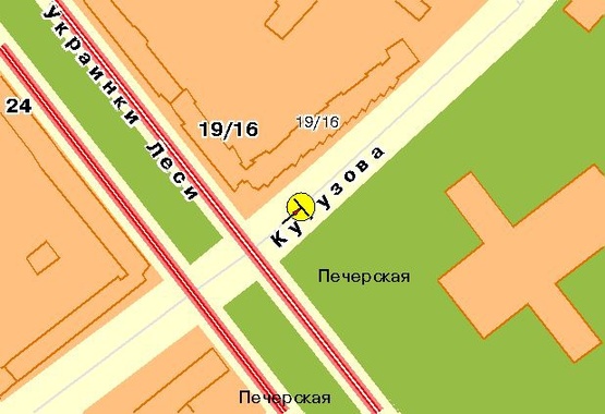 Схема рекламной плоскости по адресу Кутузова ул., на разделителе