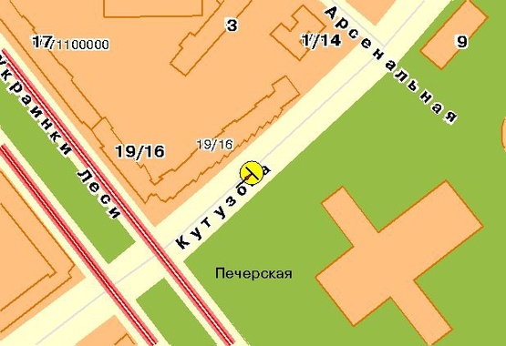 Схема рекламной плоскости по адресу Кутузова ул., на разделителе