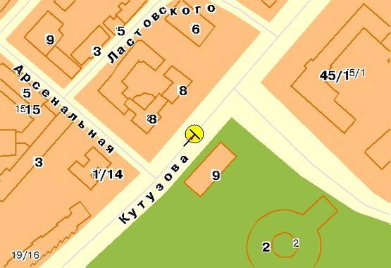 Схема рекламной плоскости по адресу Кутузова ул., на разделителе